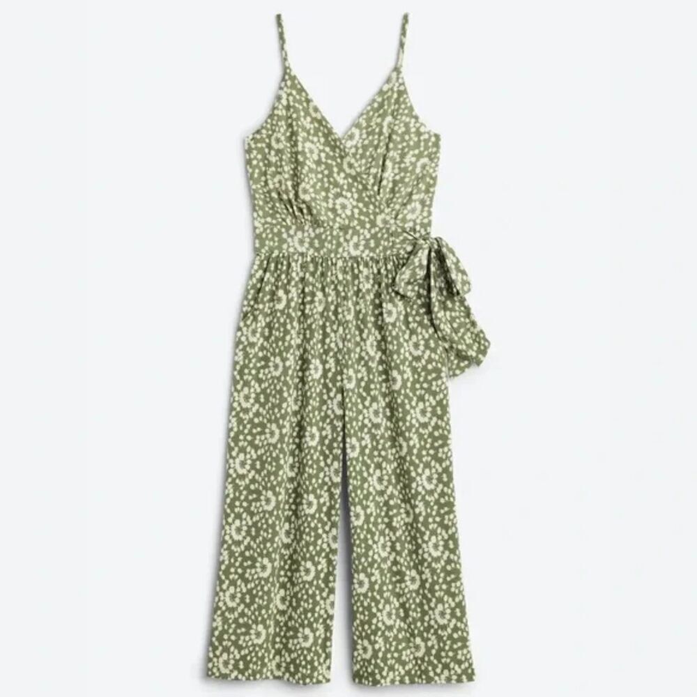 Kaileigh Rica Knit Crop Jumpsuit Size S Green Floral